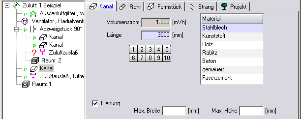 Registerkarte Kanal