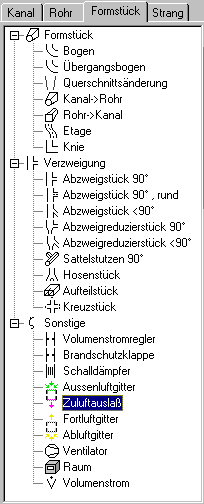 Registerkarte Formstück